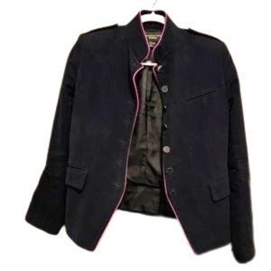 Shanghai Tang Deep Navy Suede Cotton Cashmere Blend Jacket , Size US 10